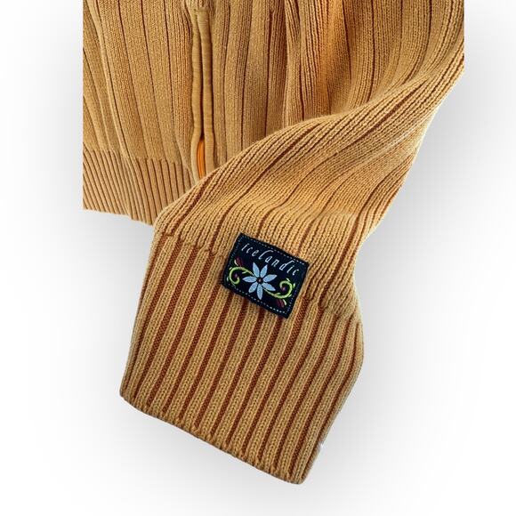 Icelandic Design 100% Cotton Knit Orange Zip Collared Ladies Sweater Sz M Nordic - Picture 5 of 6